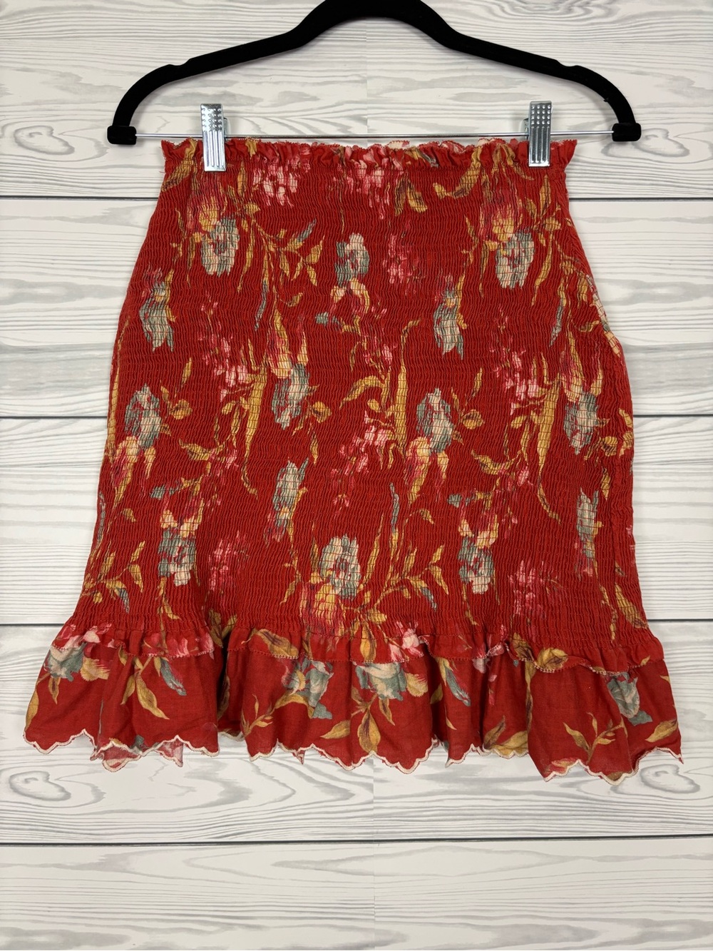 Zimmerman red floral print linen blend mini skirt size 0